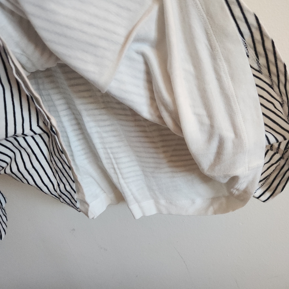 Vince Short Sleeve Tie-Side T-Shirt Mini Dress White Black Striped Large - Picture 7 of 8